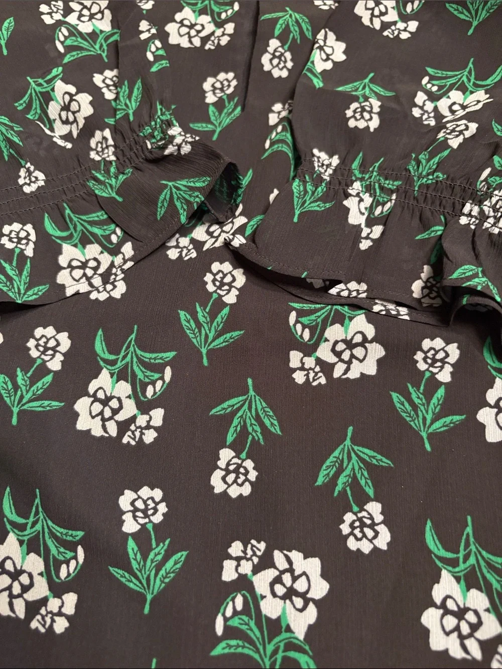 J Crew Factory women’s Short-sleeve printed ruffleneck top blue floral Sz XS NWT